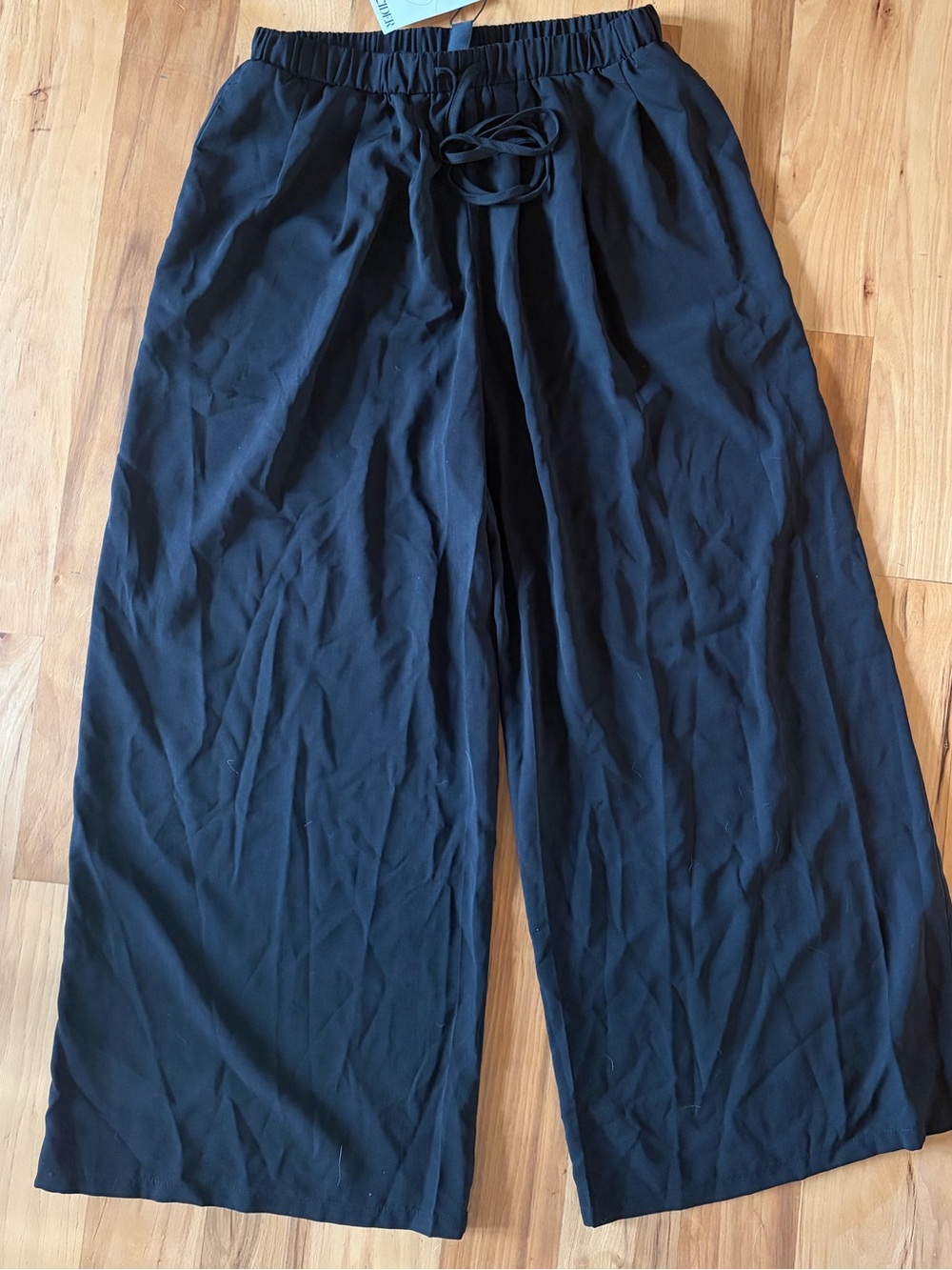 Cider Black Wide-Leg Pull-On Pants! New!